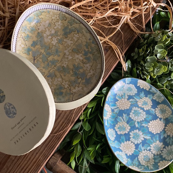 Pottery Barn Happy Easter Floral Egg Shaped Brunch Luncheon Plate Set 🐣🐇 - Picture 6 of 17